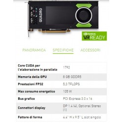 NVIDIA QUADRO P4000 SCHEDA GRAFICA CUDA 1792 8GB GDDR5 RICONDIZIONATA GARANZIA